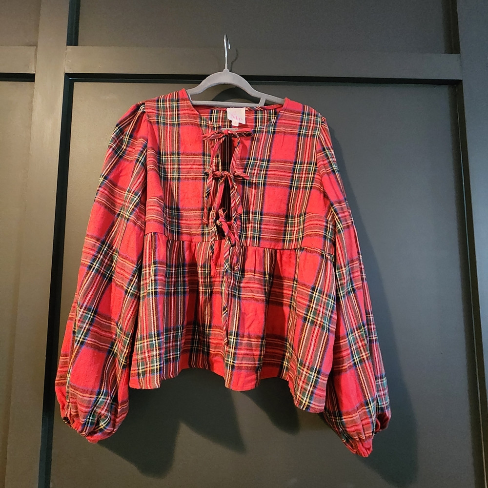 ME Makeover Essentials Red Plaid Kids Blouse